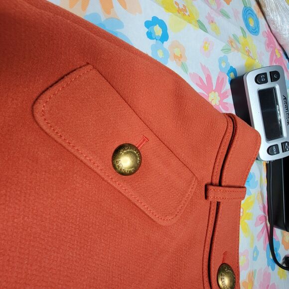 Brooks Brothers Women Mini Skirt Orange Pockets Logo Buttons Size 2 - Picture 12 of 16